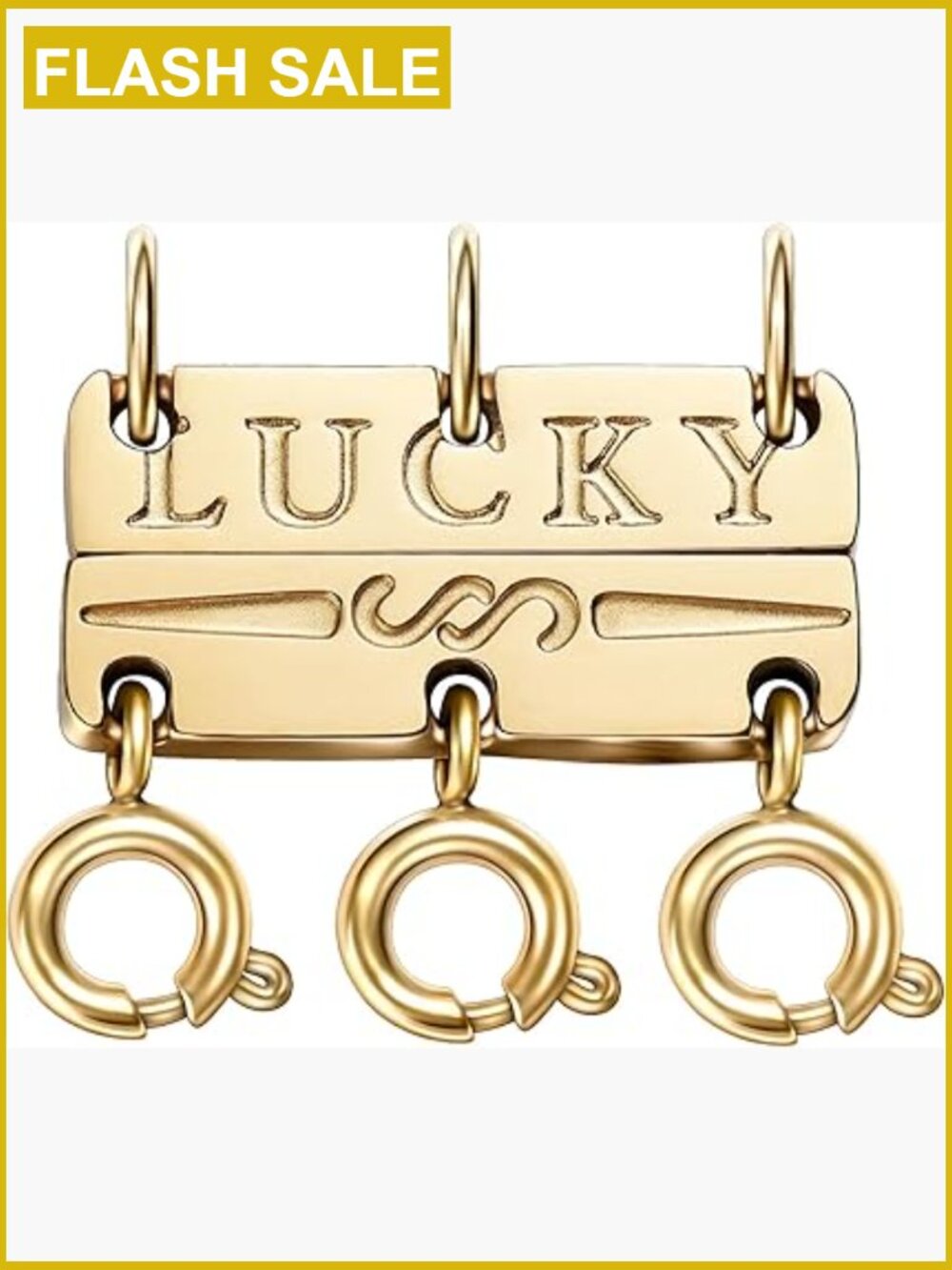 Lucky Layered Necklace Clasp Separator 14K Gold Plated Stainless Steel Heavy